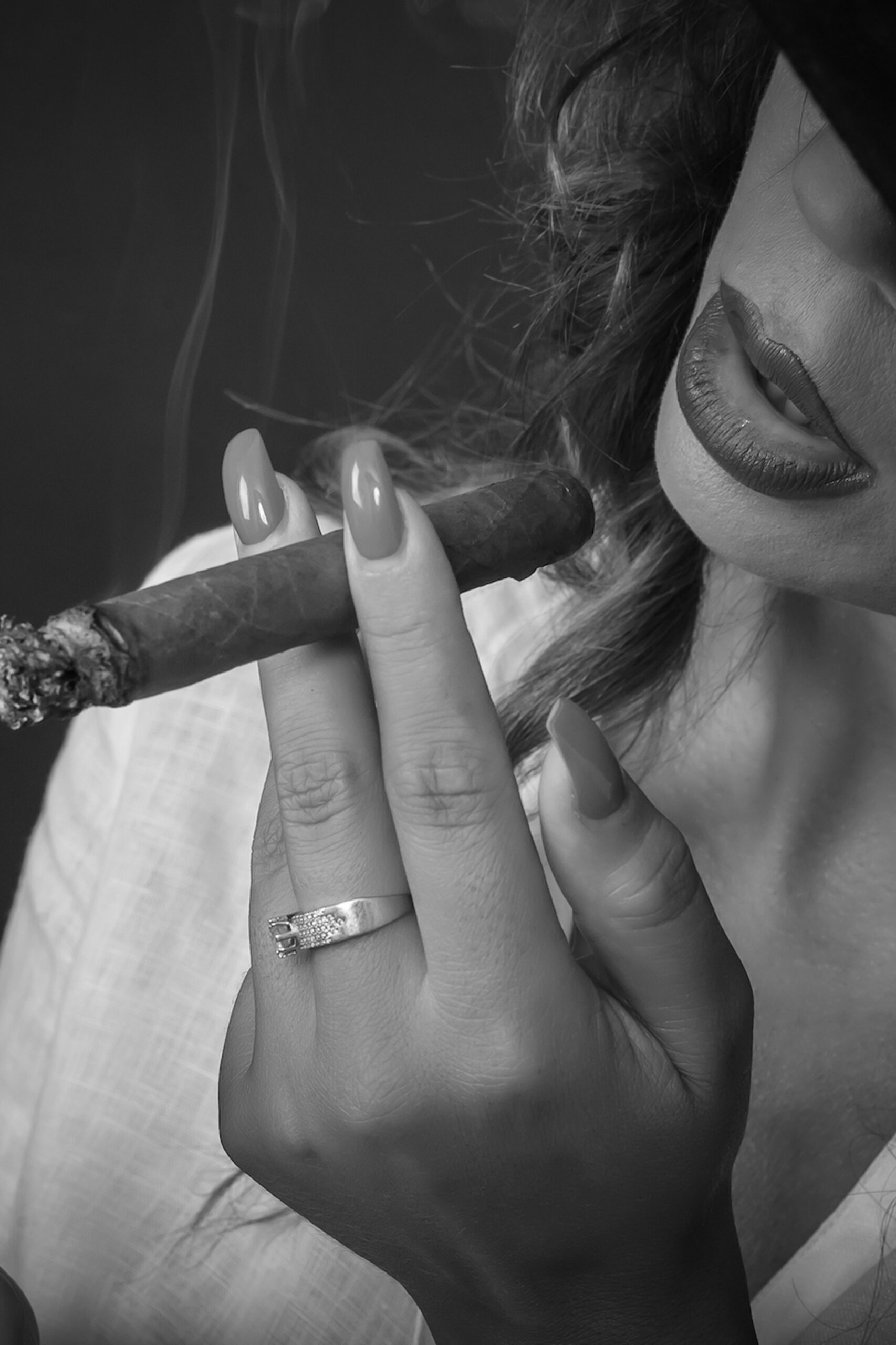 Women smoking cigars